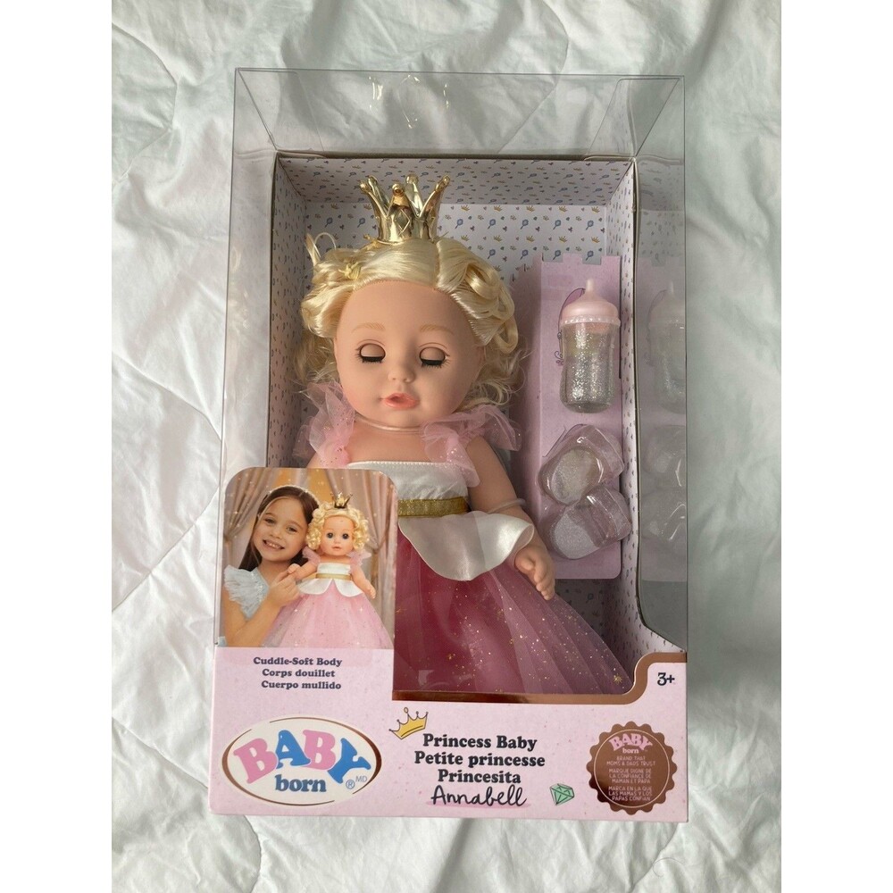 Baby Born Princess Baby Annabell Doll Pink Gown Crown Accessories New in Box